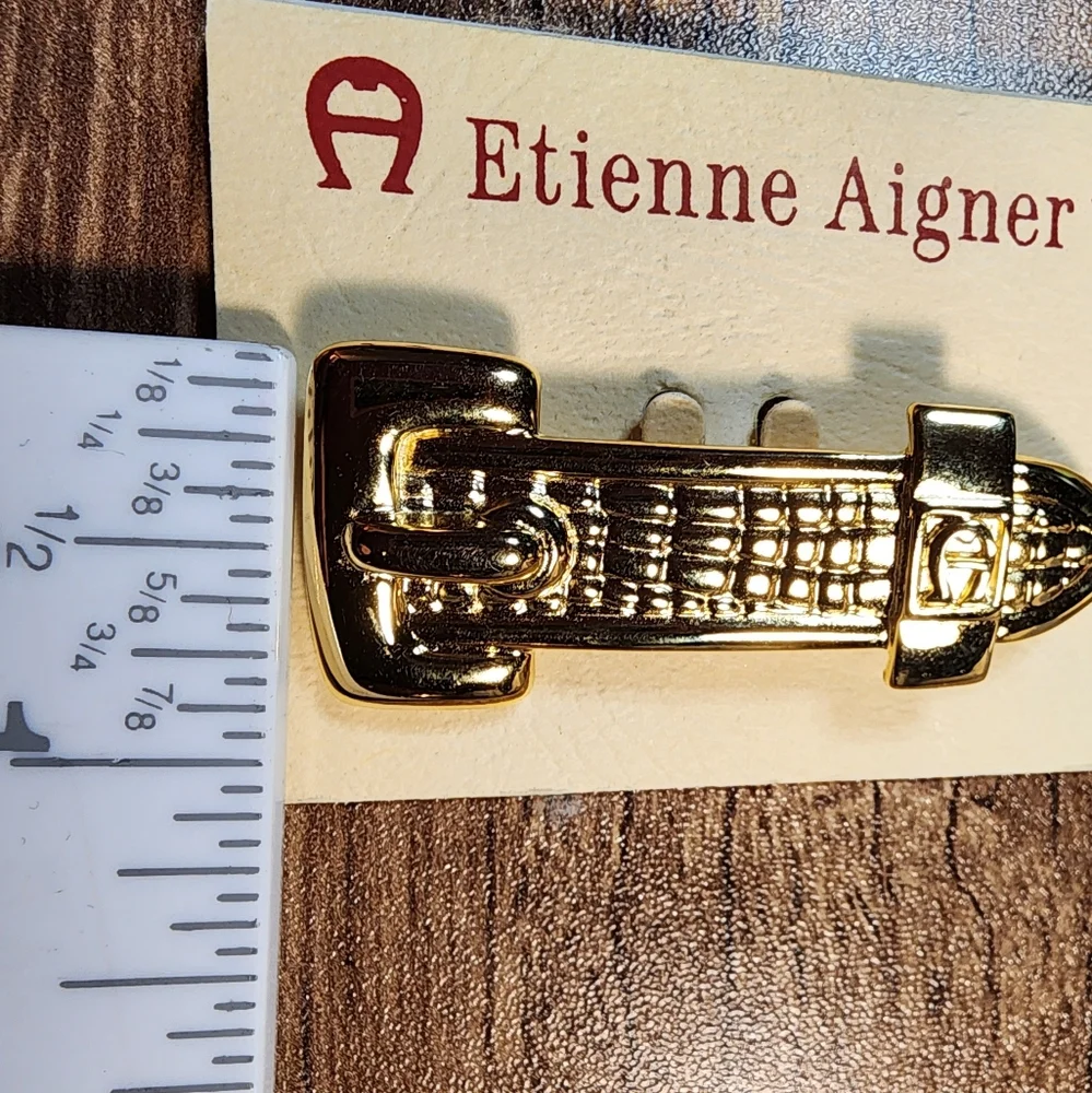ETIENNE AIGNER GOLDTONE CHUNKY PIN NWT - Picture 7 of 7